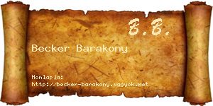 Becker Barakony névjegykártya